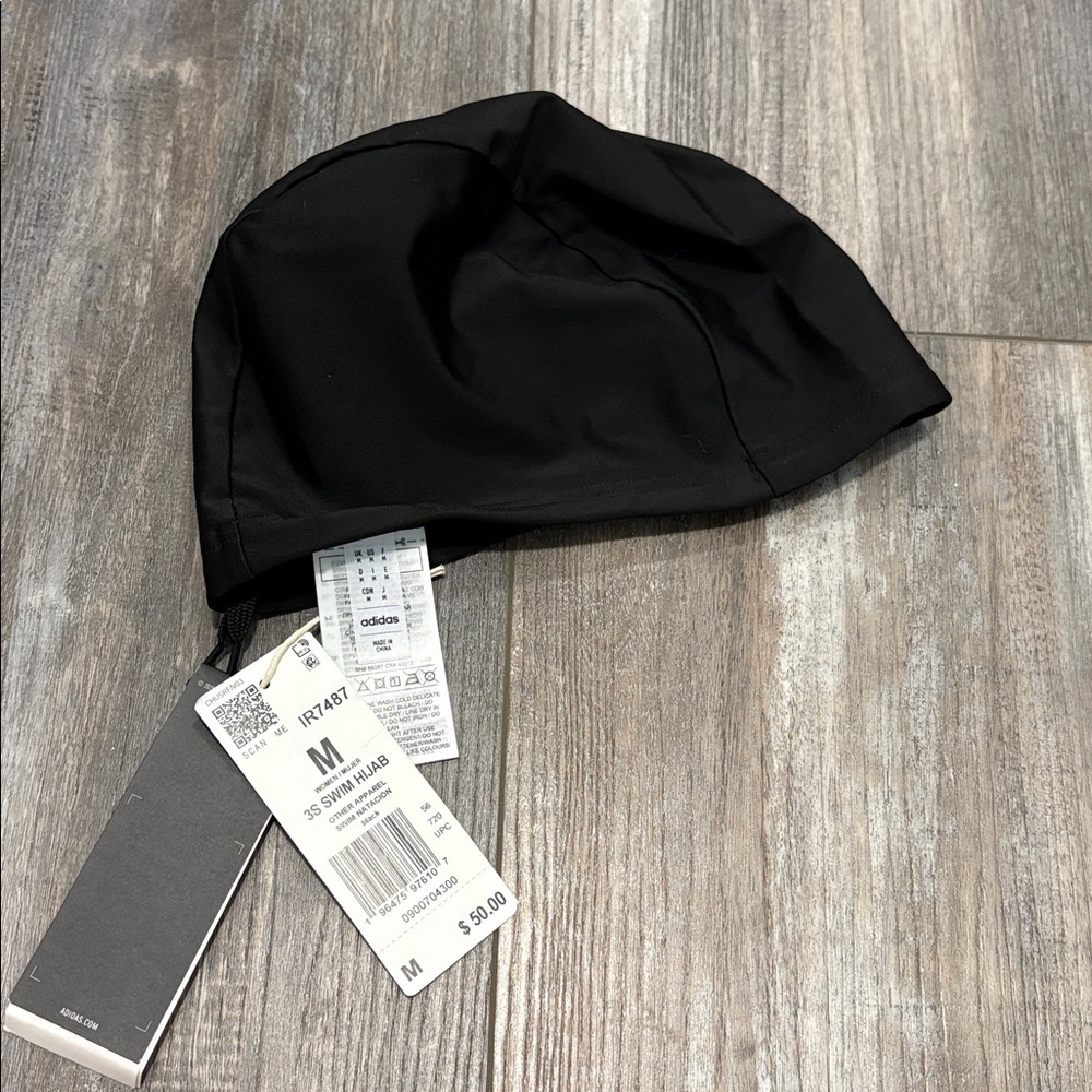 Adidas Swim Hijab Women Medium Black  Swim Inner Cap NEW
